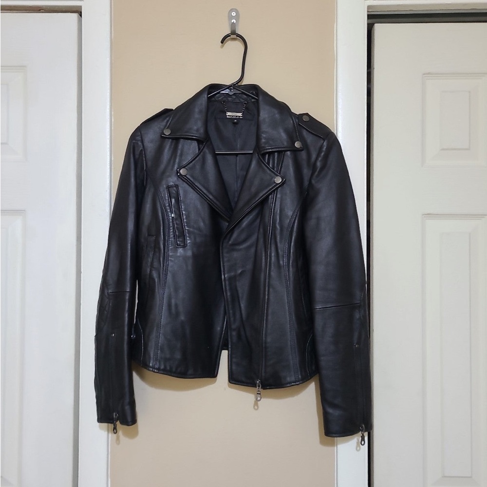 Real leather motorcycle jacket